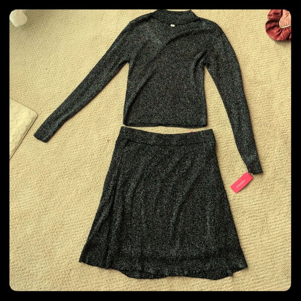 Black and Silver Sweater and Skirt Set